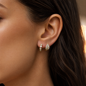 CZ Heart Bezel Set Huggie Earring - Adina Eden's Jewels