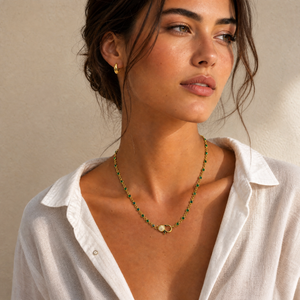 Emerald Green CZ Station Pave Lobster Clasp Chain Necklace