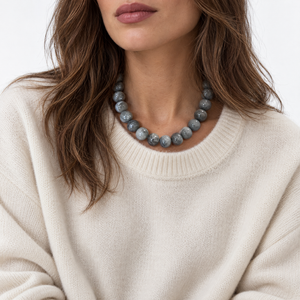 Labradorite Natural Stone Ball Chain Necklace - Adina Eden's Jewels