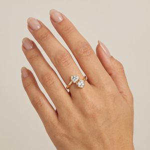 CZ Double Heart Bezel Wrap Ring - Adina Eden's Jewels