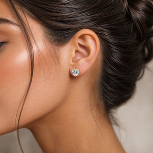 CZ Solitaire Heart Stud Earring - Adina Eden's Jewels