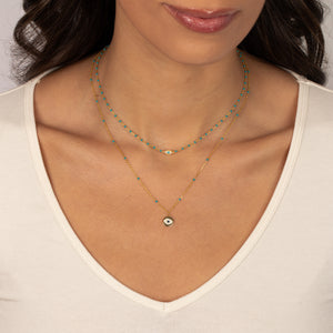 Colored Enamel Evil Eye Disc Necklace