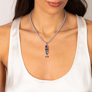 Blue Enamel Fish Charm Rope Necklace - Adina Eden's Jewels