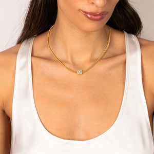 Turquoise Square Enclosed Snake Necklace