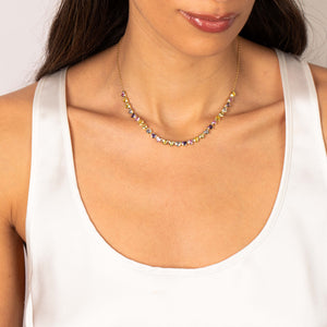 Colored CZ Bezel Hearts Necklace - Adina Eden's Jewels