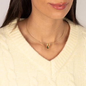 Green Motif Rondelle Charm Omega Chain Necklace - Adina Eden's Jewels