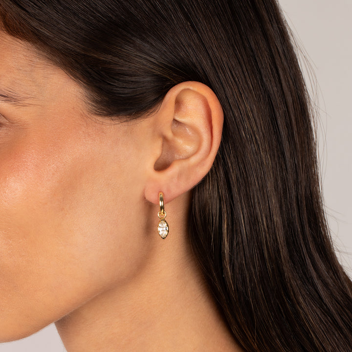CZ Marquise Bezel Dangling Huggie Earring – Adina Eden