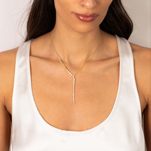 CZ Side Half Tennis Drop Lariat - Adina Eden's Jewels