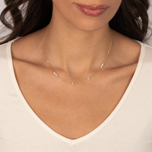 Dainty Pearl Scattered Chain Necklace