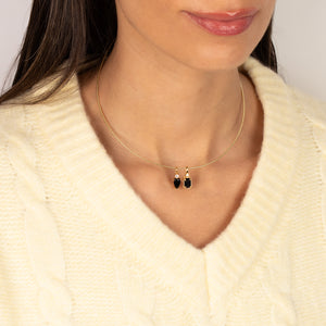 Onyx Dangling Charm Omega Chain Necklace - Adina Eden's Jewels