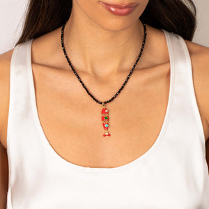 Red Enamel Fish Charm Beaded Necklace - Adina Eden's Jewels