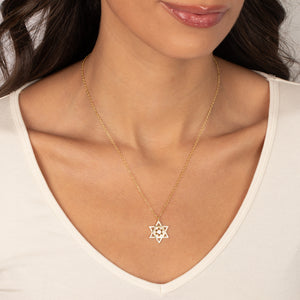 CZ Hexagon Star of David Necklace