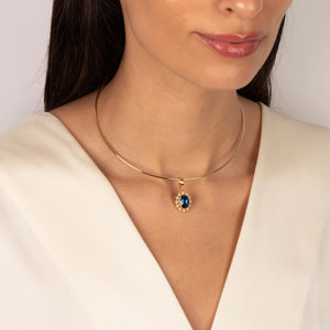 Midnight Blue CZ Halo Thin Wire Choker Necklace - Adina Eden's Jewels