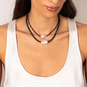 Colored Bead Chain Pearl Choker