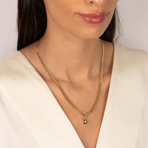 Starburst Emerald Toggle Cuban Chain Link Necklace - Adina Eden's Jewels