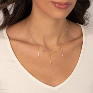 Pave Dangling Dagger Charms Chain Necklace