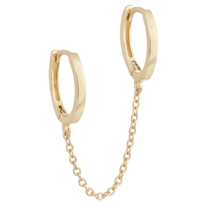 Gold Double Huggie Chain Earring - Adina Eden's Jewels