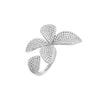 Silver Pavé Fancy Flower Petal Ring - Adina Eden's Jewels