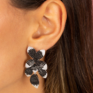  Colored Pavé Fancy Flower Petals Drop Stud Earring - Adina Eden's Jewels