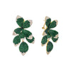 Emerald Green Colored Pavé Fancy Flower Petals Drop Stud Earring - Adina Eden's Jewels