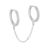 Silver Double Huggie Chain CZ Earring - Adina Eden's Jewels