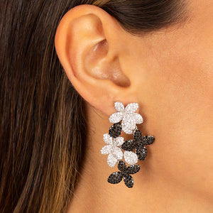  Colored Pavé Multi Flower Drop Stud Earring - Adina Eden's Jewels
