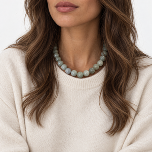 Jade Quartz Natural Stone Ball Chain Necklace - Adina Eden's Jewels
