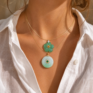 Imperial Jade Blossom Pendant 18K - Adina Eden's Jewels