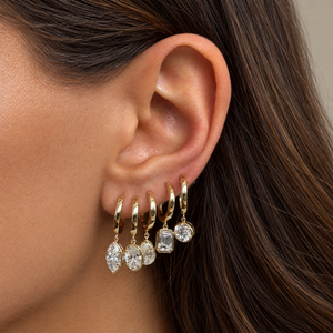 Lab Grown Diamond Oval Drop Huggie Earring 14K - Adina Eden's Jewels