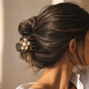 Two Tone Flower Accent Claw Clip - Adina Eden's Jewels