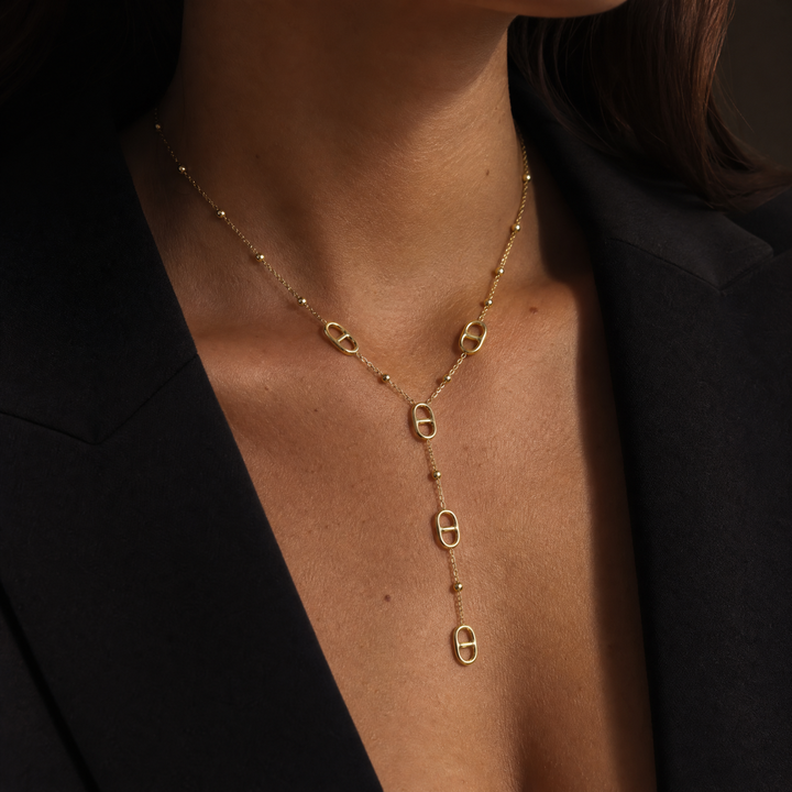 Collana premium rich cream New SALE ① Mariner Chain Drop Link Lariat Necklace – Adina Eden