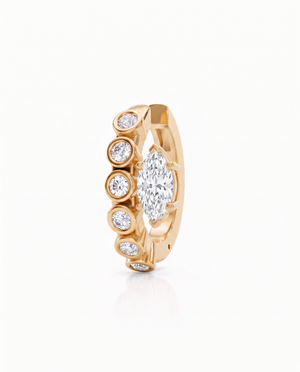 14K Gold Lab Grown Diamond Marquise/Round Bezel Accent Ear Cuff 14K - Adina Eden's Jewels