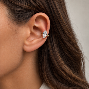 Solid Gold CZ Floating Marquise Ear Cuff - Adina Eden's Jewels