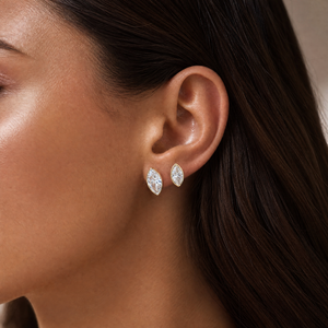 Lab Grown Diamond Marquise Bezel Stud Earring 14K - Adina Eden's Jewels