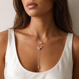 CZ Marquise Solitaire Chain Necklace - Adina Eden's Jewels