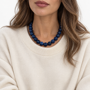 Midnight Blue Quartz Natural Stone Ball Chain Necklace - Adina Eden's Jewels