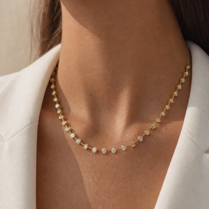 Lab Grown Diamond Multi Cut Bezel Tennis Chain Necklace - Adina Eden's Jewels