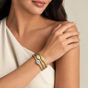 Moissanite Bezel Oval Center Stone Bangle