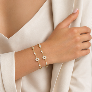 CZ Star Of David & Hamsa Motif Bracelet