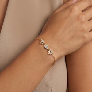 Pave Jewish Motif Charm Bracelet