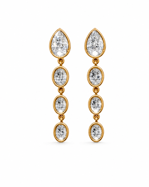 14K Gold Lab Grown Diamond Pear/Oval Drop Bezel Stud Earring 14K - Adina Eden's Jewels