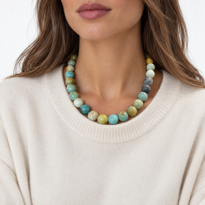 Amazonite Natural Stone Ball Chain Necklace - Adina Eden's Jewels