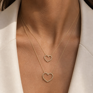 Diamond Heart Cutout Pendant Necklace 14K