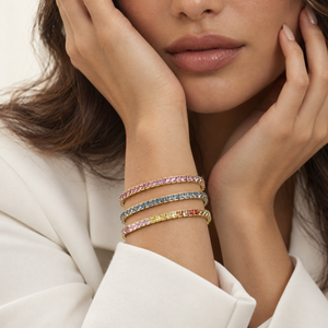 CZ Sapphire Blue Square Ombre Line Tennis Bracelet
