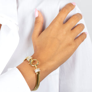  CZ X Baguette Chunky Snake Clasp Bracelet - Adina Eden's Jewels
