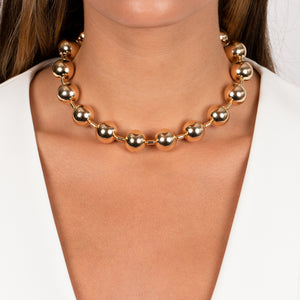  Gold Filled Solid Large Beaded Ball Necklace - Adina Eden's Jewels