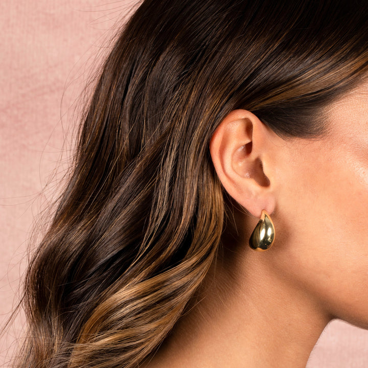  Solid Puffy Oval Shape Stud Earring - Adina Eden's Jewels