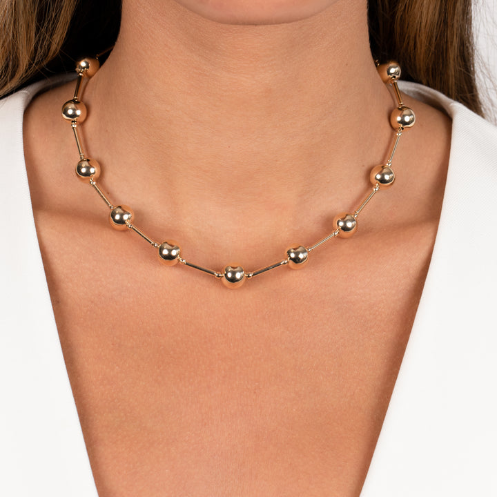  Gold Filled Solid Ball X Bar Necklace - Adina Eden's Jewels
