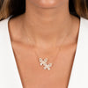  Pave X Baguette Double Butterfly Necklace - Adina Eden's Jewels