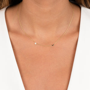  Pavé Star X Moon Necklace - Adina Eden's Jewels